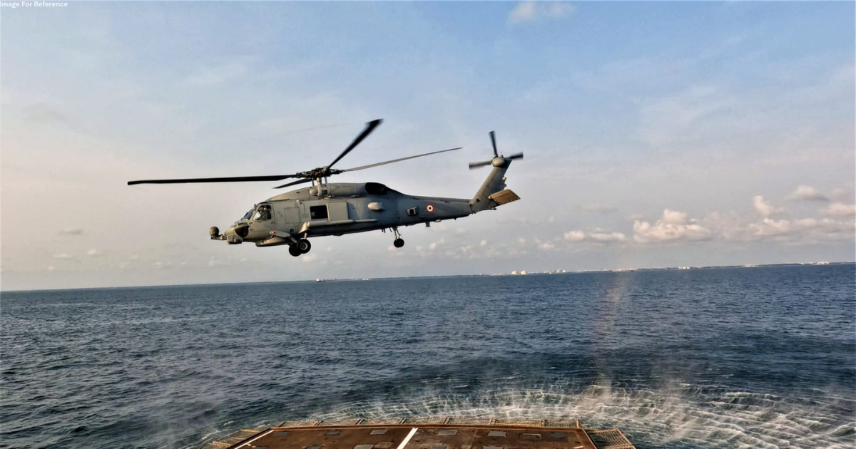 MH60R helicopter undertakes maiden sea landing onboard Indian Navy Warship